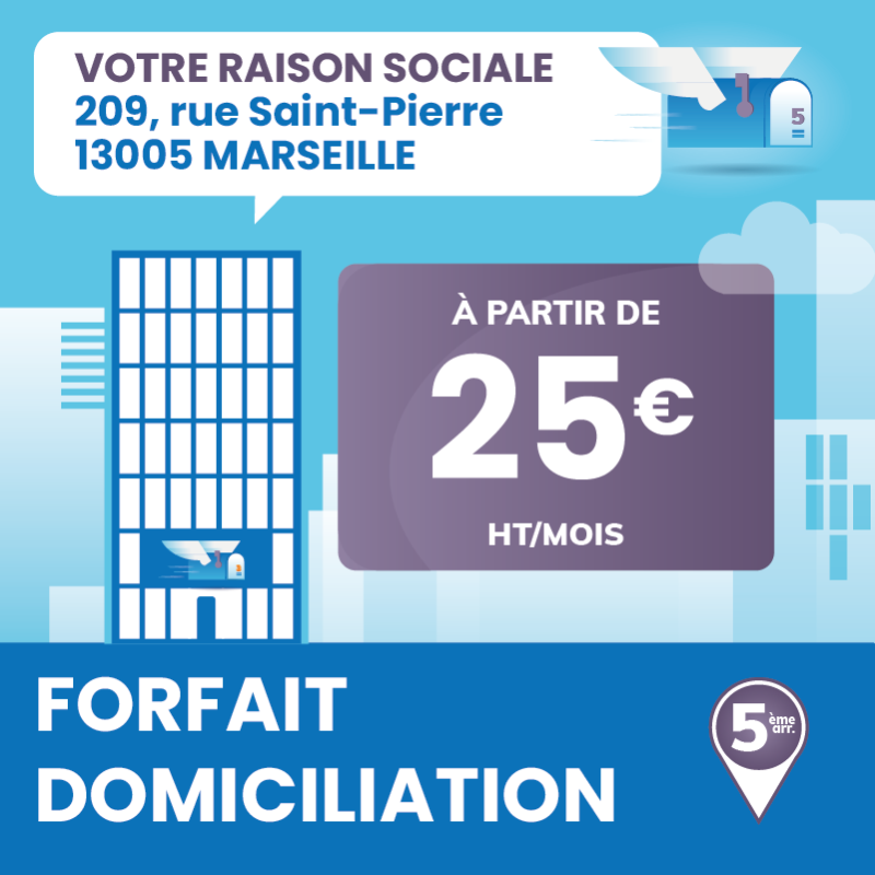 Forfait de domiciliation d'entreprise à Marseille 5ème